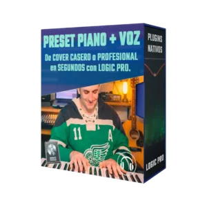 Mockup del preset SOFT para mezclar voz y piano en Logic Pro X con plugins nativos y TDR Nova, ideal para covers y acústicos grabados en casa.